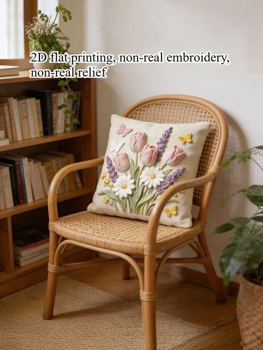 1 pièce Taie d'oreiller en polyester à imprimé numérique vibrant avec fermeture à glissière, motifs de plantes et de fleurs, style contemporain pour différents types de pièces - Nude - Voir 1