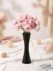 Elegant Metal Vase Paired With A Faux Floral Bouquet.This Compact Vase-Available In Gold Or Black-Is Crafted From Durable Metal.Its Slender Silhouette Is Suitable For Displaying A Wide Variety Of Flower Types.For Wedding,Dinner Settings, Home Decor - Black Fitted Waist - View 6