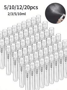 5/10/12pcs Reusable Portable Perfume Spray Bottles, Mini Perfume Refillable Sprayers, Cosmetic Fragrance Storage Containers, Perfume Spray Bottles, Perfume Spray Pump Boxes, Mini Pocket Perfume Sprayers, Reusable Perfume Dispenser Transfer Tools (2ML/3ML/5ML/10ML) - Clear - View 10