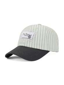 1 pieza Gorra de béisbol con parche a rayas blanco y beige, con ribete de encaje, diseño de parte superior suave vintage, estilo coreano casual - gorra de béisbol - Ver 9