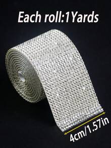 1 Yards Self-Adhesive Sparkling Crystal Rhinestone Diamond Ribbon, Christmas Decoration Rhinestone Glitter Sticker, DIY Car Computer Makeup Table Crafts, Wedding Party Decoration Sticker Packaging Roll, 2mm Rhinestone Process(Red/Silver/Pink/Golden) - 1 Yard Silver - View 16