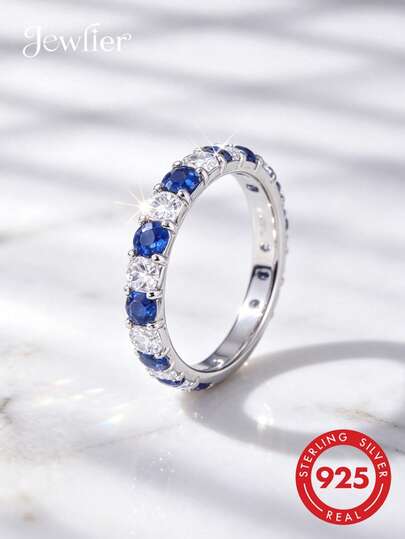 1pc Fashionable Rhinestone Decorated Ring, Women's 925 Sterling Silver Thin Band Ring, Thumb Ring, Exquisite Jewelry Gift