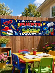 1pc Spanish Back To School Banner Decoration, Colorful Classroom Welcome Sign, Rainbow Art Theme Educational Wall Banner, Inspirational Spanish Teacher Classroom Decor - Multicolor - View 40