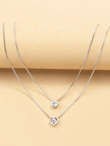 1pc Women's Retro Multi-Layer Clavicle Necklace, Heart & Teardrop Pendant, Dainty Stackable Plated Choker, Vintage Aesthetic Everyday Wear Jewelry - Water Droplet Heart - View 8