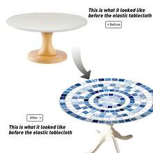 1 pièce Nappe ronde élastique imprimée de mosaïque bleue et blanche méditerranéenne, housse de table résistante aux plis pour patio/fête à la plage/maison d'hôte bohème/camping en plein air - matériau en polyester durable, taille standard, facile à nettoyer pour la cuisine, la salle à manger, le pique-nique en plein air, la décoration de fête de jardin, nappe de style rustique, tissu de décoration pratique pour la maison - Multicolore - Voir 8