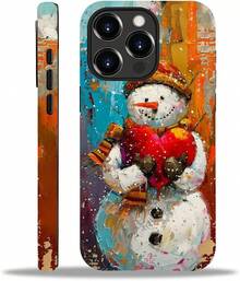 Case For IPhone 16 Pro, Colorful Pineapple Design, Liquid Silicone Case, Impact Resistant, Anti-Scratch, Shockproof - 聖誕雪人油畫 - 查看 2