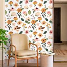 1 Rolle selbstklebende weiße Blumen Tapete, PVC dekorative Tapete für Wohnzimmer, Schlafzimmer, Wohnheim, Hotel, Heimrenovierung, Kontaktpapier für Arbeitsplatte, Küchenrückwand, Möbel, wasserfest, abnehmbar, 17.7inX39.3/118.1/196.8in - Weiß - Übersicht 10