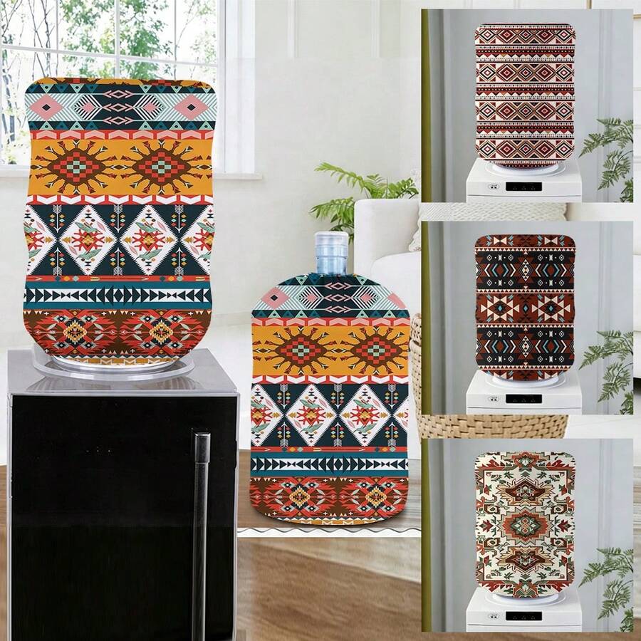 1 pieza Cubierta decorativa con estampado bohemio para dispensador de agua, cubierta reutilizable a prueba de polvo para dispensador de agua del hogar - Multicolor - Ver 1