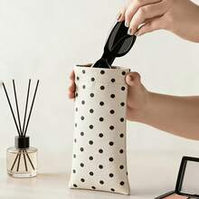1pc Polka Dot PU Leather Fashion Glasses Pouch, Auto-Closing Spring Eyeglass Case With Keychain Hook, Portable Anti-Scratch Glasses Storage Bag With Built-In Cleaning Cloth, Cute Protective Cover Suitable For Travel And Daily Use - View 10
