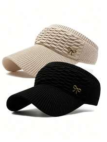 2pcs - 6 Color Options, Unisex, Suitable For 33 Holidays, Lightweight Design, Upgraded Version, Bow Logo, Suitable For Outdoor Sports And Cycling, Comfortable Breathable Sun Hat For Women - A - View 3