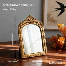 1pc Baroque Style Arched Carved Decorative Mirror, High-End Home Decor For Living Room, Bedroom, Vanity, Housewarming Gift - Arched Carved Mirror - View 11