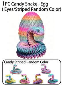 1/2/3/4/5/6pcs Movable Joint 3D Printed Snake Surprise Egg, Gecko, Home Office Decor, Suitable For Room Decoration Statue, Desktop Ornament, Stress Relief, Fingertip Toy, Party Gift, Halloween Gift, Christmas Stocking Filler, Christmas Gift - Multicolor - View 25