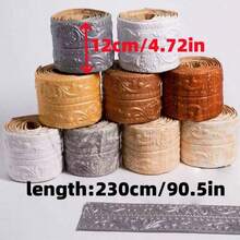 1卷12厘米 x 2.3米自粘柔性泡沫装饰条，泡沫自粘角条，即撕即贴踢脚线，3D装饰墙线地板墙纸边框，适用于DIY家居装饰 - 适用于各种角落、天花板、办公室、仓库、客厅、门框 - 彩色 - 查看 5
