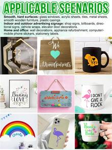 HONGCAI Permanent Self-Adhesive Vinyl Sheet For Cutting Machines, Plain Color, Matte Icy Film, Fabric Texture Cut Lettering Sticker For Decoration, Stickers, Scrapbooking, Labels, Easy To Apply, Multiple Colors Available - Multicolor - View 6