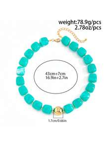 1pc Bohemian Style Casual Fashion Resin Beaded Necklace, Suitable For Daily Wear, Vacation, Travel, Leisure, A Fashionable Jewelry Gift For Family And Friends - Resin Necklace - View 11