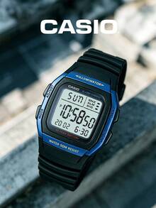 CASIO Sports Daily Essential 中性藍色樹脂數位手錶，50米防水腕錶，多功能計時 W-96H-2A - 藍色 - View 2