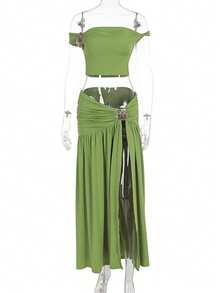 Conjunto Popular Sensual Estilo Moderno Femenino - Verde - Ver 4
