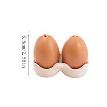 Egg-Shaped Ceramic Salt & Pepper Shaker Set, Unique Kitchen & Dining Seasoning Containers, Household Ceramic Spice Jars - Multicolor - View 7
