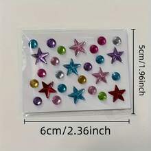 12pcs Mini Rhinestone Gem Stickers - Random Style Self-Adhesive Multicolor Mixed Shapes (Heart, Star, Flower) Suitable For DIY Crafts, Nail Art, Face And Body Decoration - Shiny Acrylic Rhinestones For Jewelry Making, Hair Accessories, Home Craft Materials, Craft Rhinestones - A - View 10