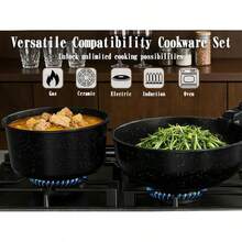 Kitchen 21 Pcs Pots And Pans Set, Nonstick Ceramic Cookware Set, Large Capacity, Induction Compatible, Frying Pans Saucepans, PFAS-Frees PTFE-Frees PFOA-Frees, Classic Black - View 9