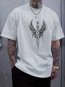 Camiseta casual de cuello redondo para hombre de talla, camiseta básica para hombre, top versátil, ropa de verano para hombre. - Blanco - Ver 8