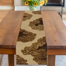 1pc/7pcs Set Asian Style Traditional Auspicious Cloud Pattern Table Runner, Suitable For Living Room, Kitchen, Dining Room, Cafe, Decoration For Festivals, Parties, Birthdays, Celebrations - Multicolor - View 2