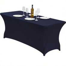 1/2pcs Wedding Banquet Rectangular Rounded Polyester Tablecloth, Full Table Coverage, Wrinkle-Resistant, Washable, Elastic And Snug Fit, Suitable For Indoor, Outdoor, Patio, Picnic, Camping, Party, Wedding, Banquet And Other Occasions. - Multicolor - View 20
