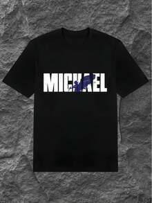 Herren Slim-Fit Retro Tribute T-Shirt - Ikonischer Signature- & Album-Logo-Druck mit weißer Grafik, strapazierfähiges schwarzes T-Shirt, Ganzjahres-Freizeitkleidung, Rundhals-Kurzarmshirt für Fans, waschbar & vielseitig. - Schwarz - Übersicht 1