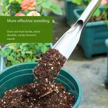 1PC 31.75CM Stainless Steel Garden Trowel Dual Tip Flat Blade Hand Shovel For Weeding Digging Planting And Transplanting Flowers Vegetables Heavy Duty Tool For Backyard Garden Raised Beds Outdoor Soil Work Spring Gardening Essential&Plant Lover Gift - A - View 7