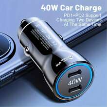 40W 雙 PD 車用充電器 USB-C 快充車用手機適配器 Quick Charge 3.0 車用點菸器充電器 - 均碼 - 查看 2