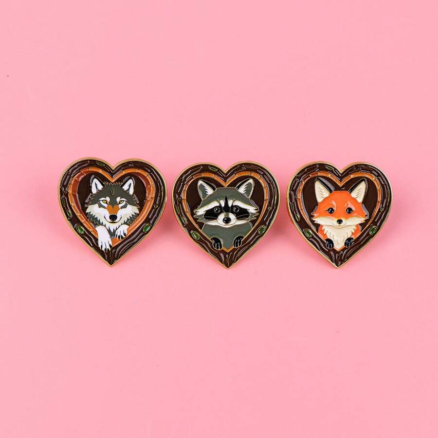 Cute Cartoon Raccoon Wolf Women Brooch On Clothes Men Soft Enamel Pin Lapel Pins Backpack Badges Accessories