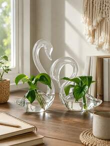 Bộ 2 bình hoa thiên nga bằng thủy tinh thanh lịch, phong cách Bohemian trong suốt, bình hoa thủy tinh độc đáo, trang trí nhà hiện đại lãng mạn, phù hợp làm vật trang trí trung tâm bàn, đám cưới, phòng khách, phòng ngủ, văn phòng, trang trí mùa xuân, quà tân gia cho nữ - Kiểu B - Xem 8