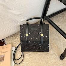 Bolso de mano moderno y versátil para mujer, estilo casual elegante con un toque de alta gama, bolso de hombro estiloso ideal para ir de compras, mochila de estilo coreano para mujer, nueva moda 2026, bolso de mano de , mini mochila casual para el día a día. - Negro con colgante - Ver 8