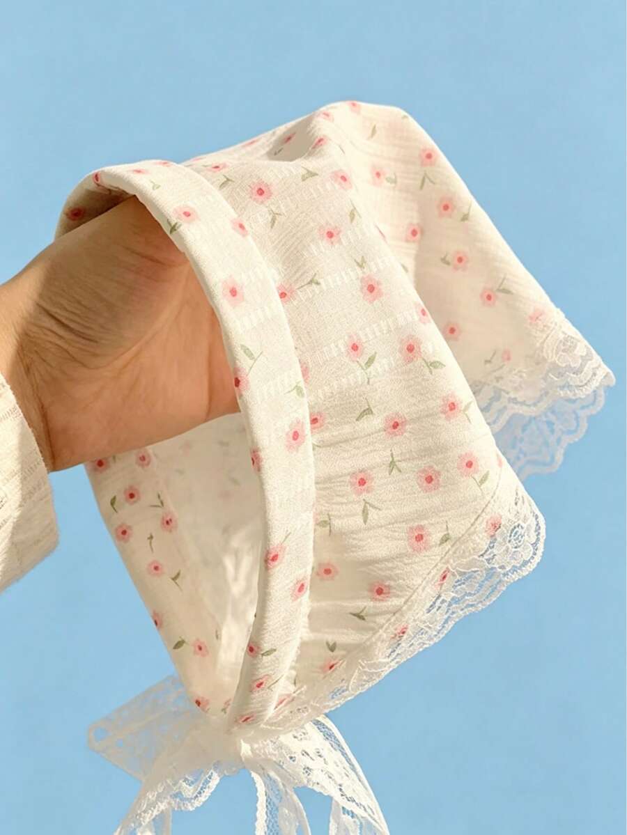 1件鄉村風花卉針織髮帶,可愛優雅蕾絲髮箍女用髮帶 - 粉色 - 查看 1