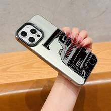 1pc Racing Car Pattern Black & Silver Phone Case Compatible With Apple Phones - Multicolor - View 5