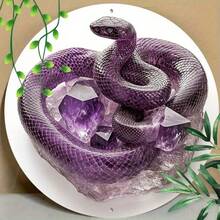 7.87*7.87 Inch 2D Flat Purple Crystal Snake Metal Sign, Weather-Resistant Waterproof With Pre-Drilled Holes For Easy Installation, Personalized Animal Style Wall Decor, Suitable For Home, Living Room, Office, Coffee Shop Soft Furnishing, Niche Atmosphere Decorative Ornament, Creative Gift For Best Friend Birthday, New Store Opening, Housewarming, Personalized Party - Multicolor - View 2