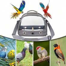 1-Set Foldable Transparent Bird Carrier With Perch And Removable Tray, Breathable Parrot Travel Cage With Panoramic Window And Top Handle For Cockatiels, Conures, Budgies, Pigeons And Small Pets, Outdoor Walks, Vet Visits And Short Trips - View 4