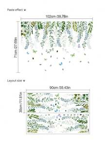 Nordic Green Plant Leaf Wall Decal Large Floral Wall Sticker, Removable Vine Home Decor Art Sticker, Suitable For Bedroom, Living Room, Classroom, Office Baseboard/Crown Molding Home Decor Sticker - Multiple Styles - View 15