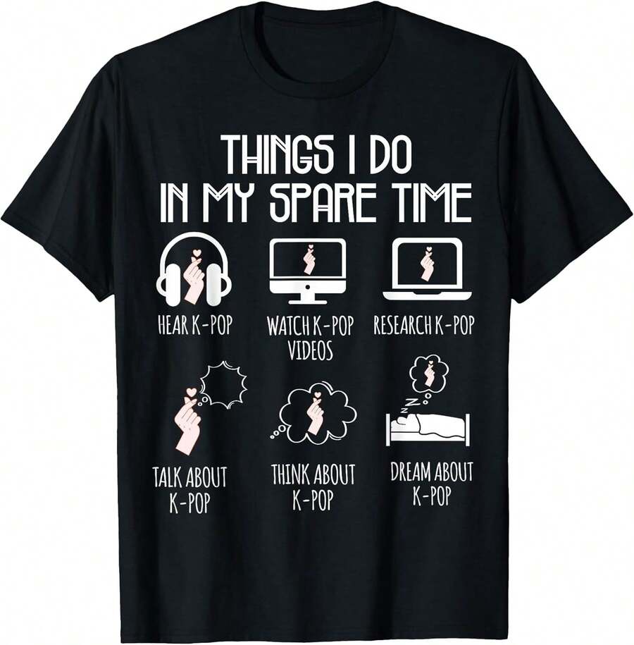 Grafiska T-shirts Rolig K-Pop Merchandise T-shirt 100% Bomull 1 st 180g Tonårsflickor Tonårströjor Juniorer Flickkläder Tonårs Toppar Barn Flickkläder Julklapp Till Barn Gott Nytt År Present, Presenter Födelsedagspresent - Svart - Visa 1