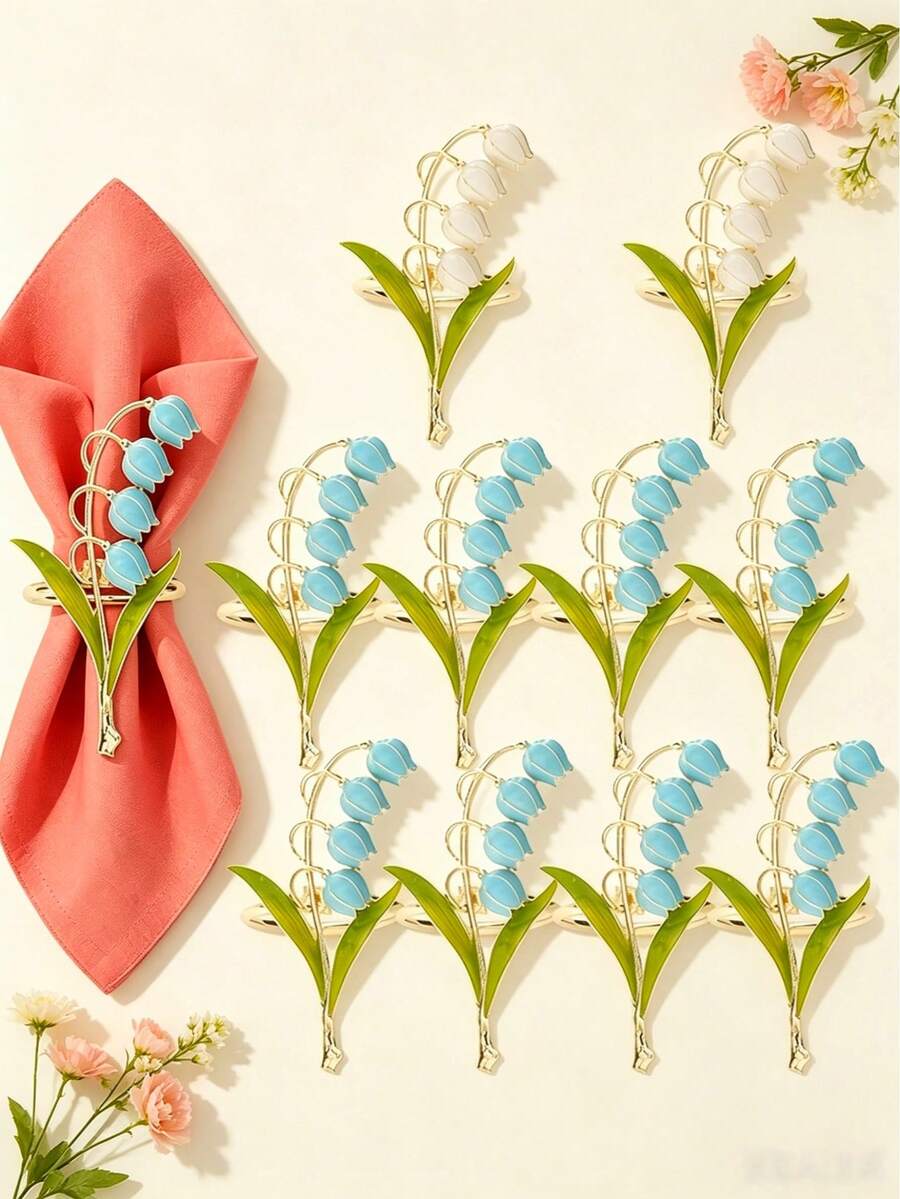 12pcs/10pcs/6pcs/1pc Lily Of The Valley Shaped Napkin Rings, Colorful ...