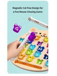 1 Set Wooden Cartoon Letter Matching Puzzle Board Baby Enlightenment Letter Learning Toy Children Educational Science Toy Children Brain Training Fun Blocks - Multicolor - View 7