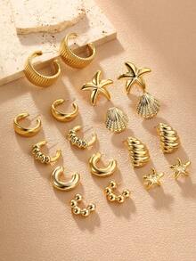 NAIZHU 3/9 Pairs Kids Fashion Gold Earring Set, Suitable For Daily, Party, Holiday Accessories - Gold - View 2