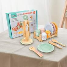 Simulation Pretend Play Kitchen Utensil Set Educational Little Chef Role Play Cooking Wooden Toy - Multicolor - View 12