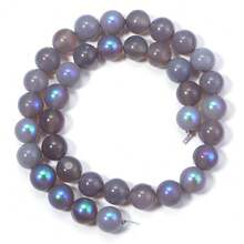 1 String Optimized Labradorite Beads With Blue Sparkle, 6/8/10mm Faceted Gemstone Spacer Beads, Suitable For DIY Jewelry Making, For Bracelets, Necklaces - Jewelry Craft Loose Beads Supply - Grey - View 15