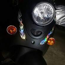 2pcs Reflective Flame Patch - Vehicles - Vivid And Colorful For Motorcycles And Cars - PVC - Reflective Stickers - Self Adhesive - Asymmetric Shape - High Visibility Safety Decoration - Motorcycle Patch - Strong Design - Durable Adhesive - A - View 4