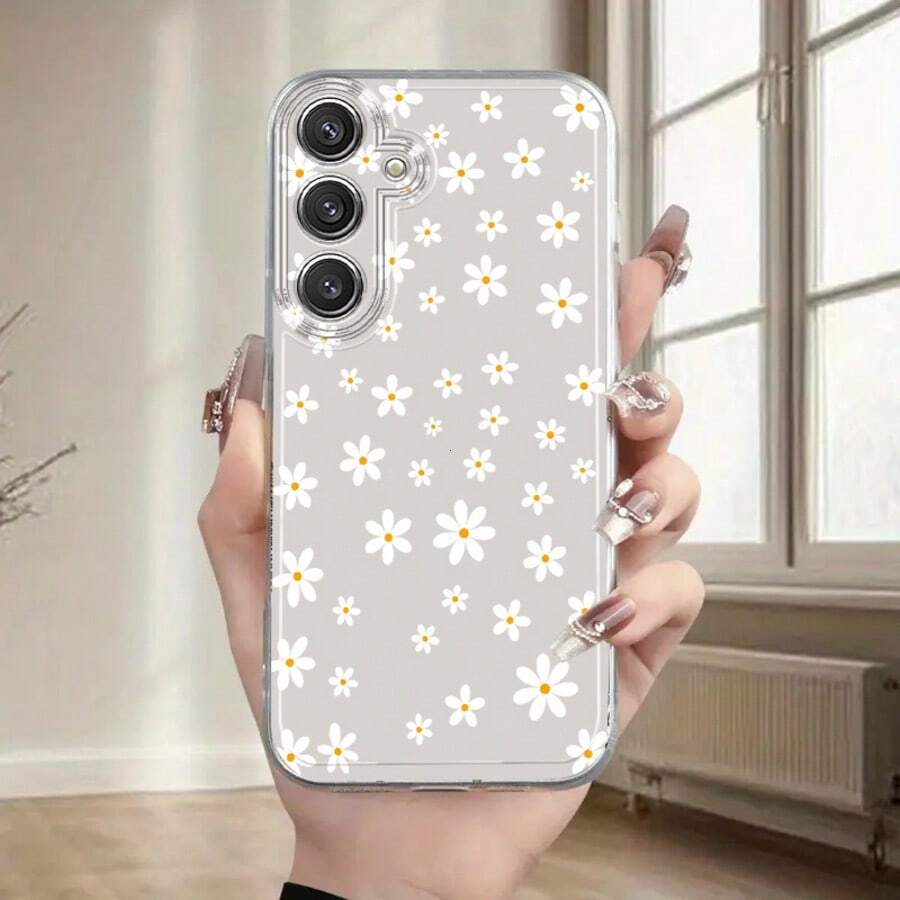 1 pieza Funda de teléfono transparente y suave con diseño minimalista de flor de margarita fresca - Multicolor - Ver 1