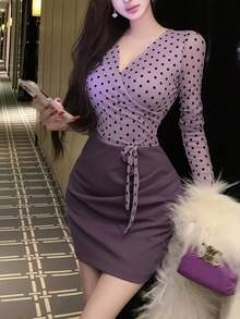 Women Midi Dresses - Mauve Purple - View 4