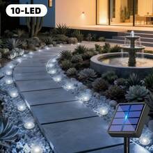 10/20pcs Solar Powered Garden Pathway Lights, 8 Lighting Modes Ground Stake Lawn Path Lights, Outdoor Use Flat Street Lights Suitable For Paths, Camping Trails, Landscape Driveways, Summer Christmas Decoration, Warm White/White/Colorful - Black - View 6