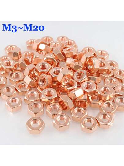 Tuerca hexagonal de cobre T2 M3 M4 M5 M6 M8 M10 M12-M20 tuercas hexagonales de transferencia de calor conductoras de alta temperatura para perno de tornillo