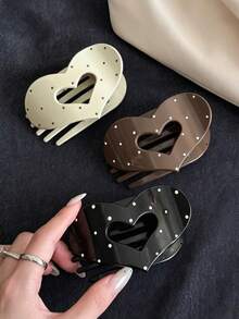 3入/1入 女款 8cm/3.15in 黑白棕圓點輕量塑膠髮夾，時尚百搭高級優雅極簡純色髮飾，適用日常、外出、休閒、派對、通勤、海邊度假、馬尾、盤髮、洗臉、沐浴、化妝、穿搭，髮夾髮卡 - 彩色 - 查看 9